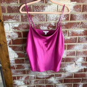 Nine West Barbiecore Magenta Pink Satin Cowl Neck Camisole Womens Size Large